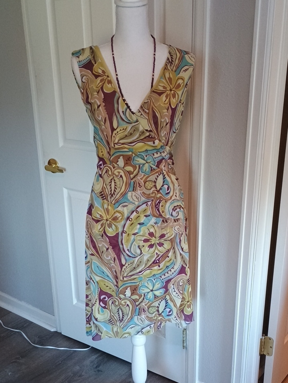 Weston Wear Yellow Multi Floral Paisley Wrap Dress